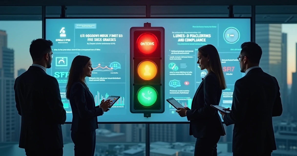 Gestores analisam semáforo de riscos psicossociais em painel digital